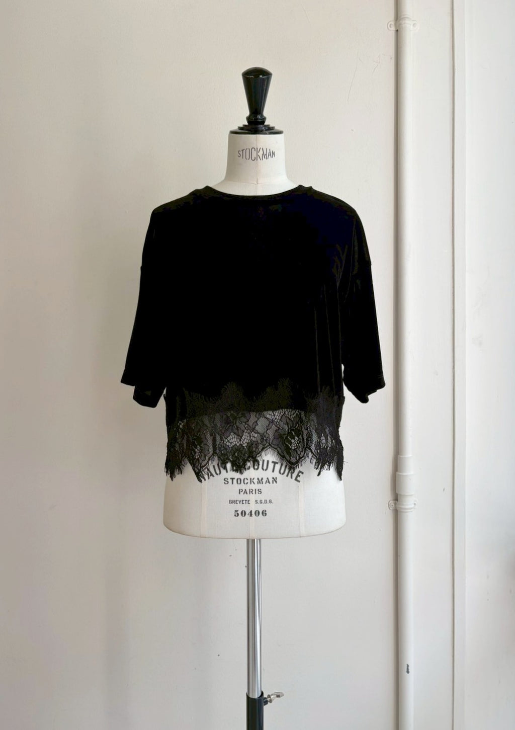 シアーベロア裾レースT