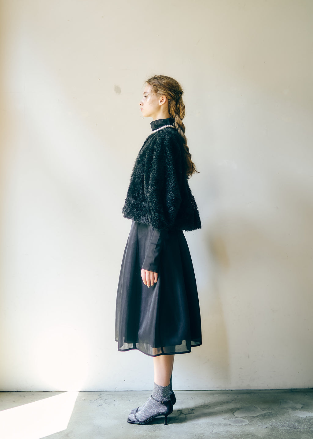 【再入荷】チュールフリルクルーネックジャケット