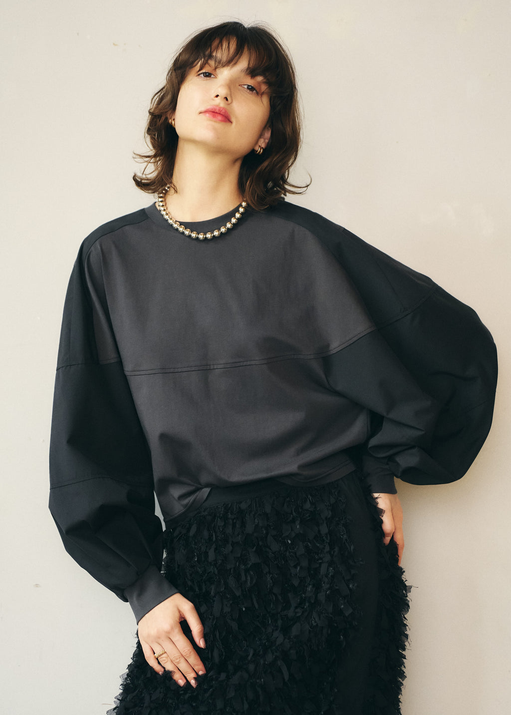 【再販】ワンタッチ装着・シルバーボールチェーンマグネットネックレス