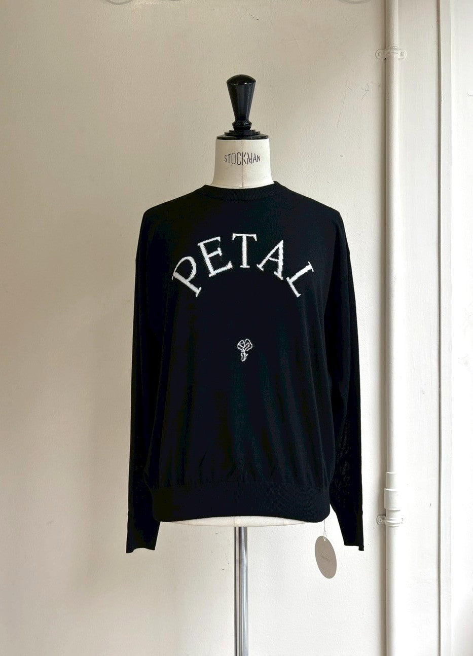 【手洗い可能】PETALロゴインターシャニット