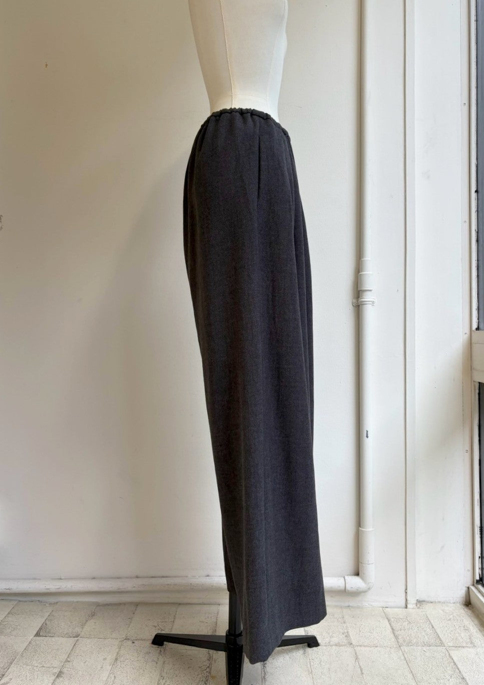 起毛ハイウエストドロストタックパンツ