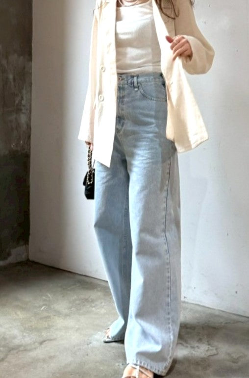 【再販】ドロストワイドデニムパンツ