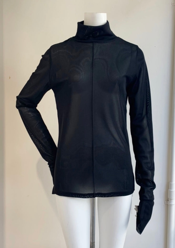 【再販・定番】メッシュニットハイネックトップス