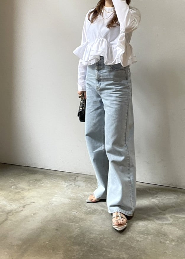 【再販】ドロストワイドデニムパンツ