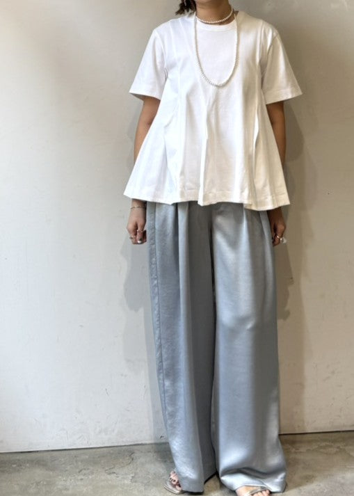 サテンハイウエストストレートパンツ