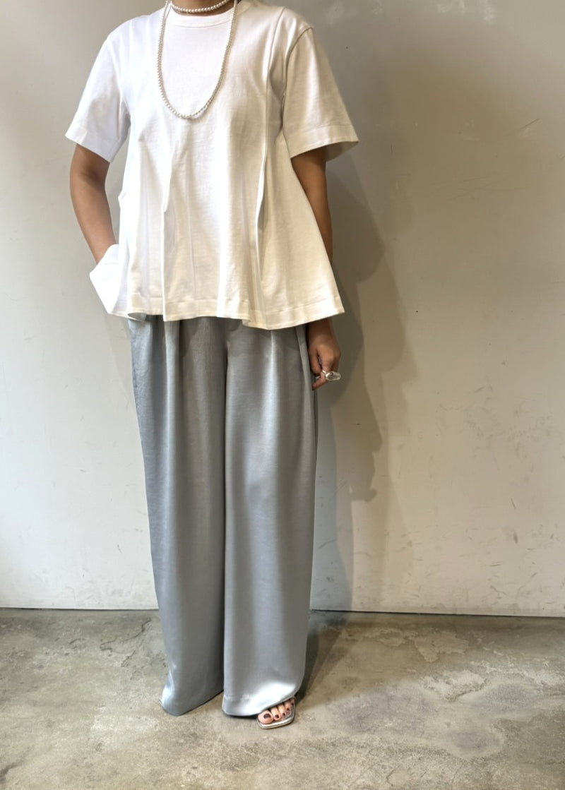 サテンハイウエストストレートパンツ
