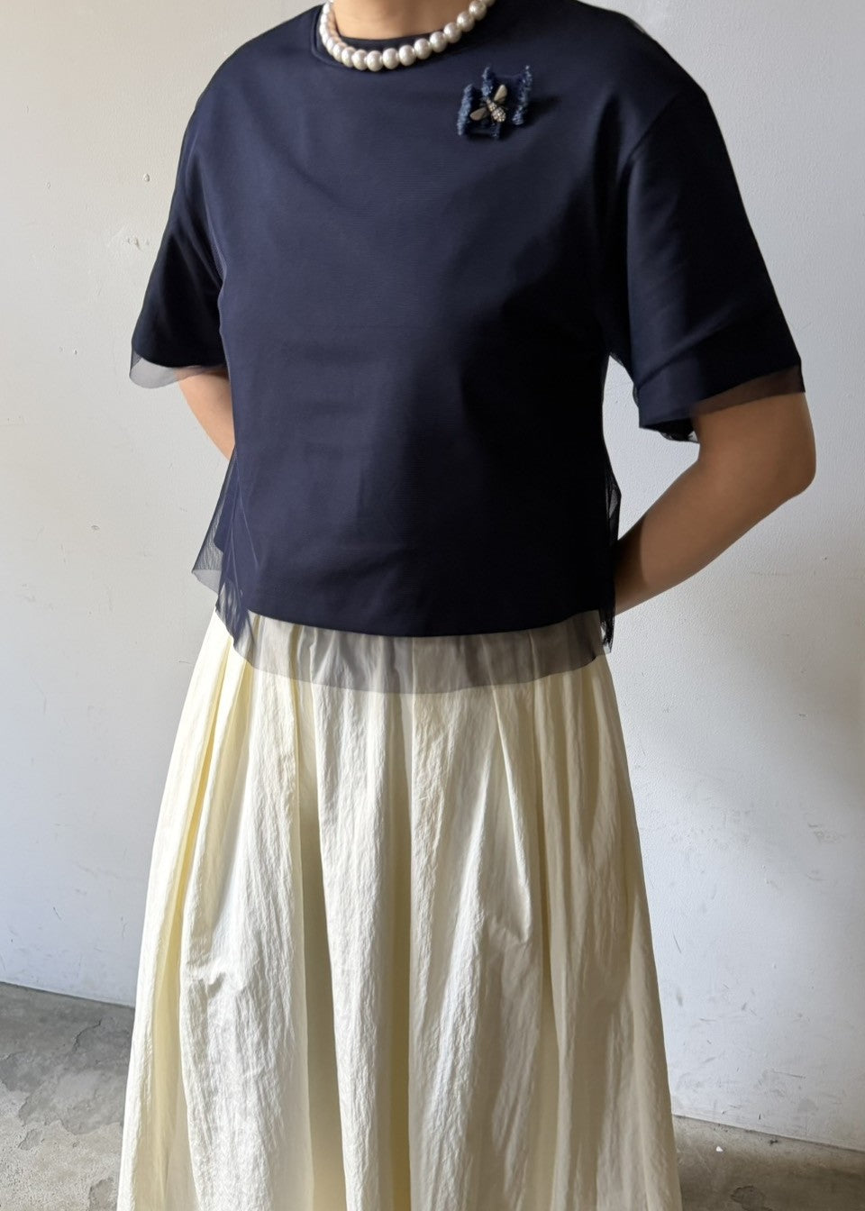 チュールレイヤードカットソー
