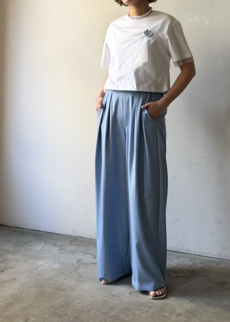 チュールレイヤードカットソー