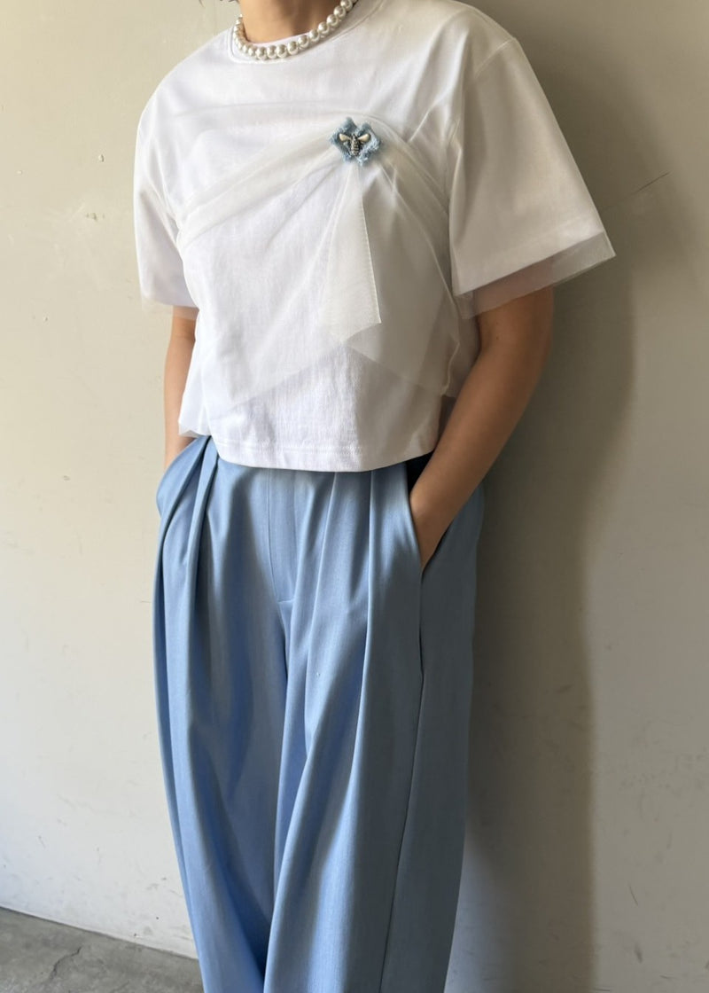 チュールレイヤードカットソー
