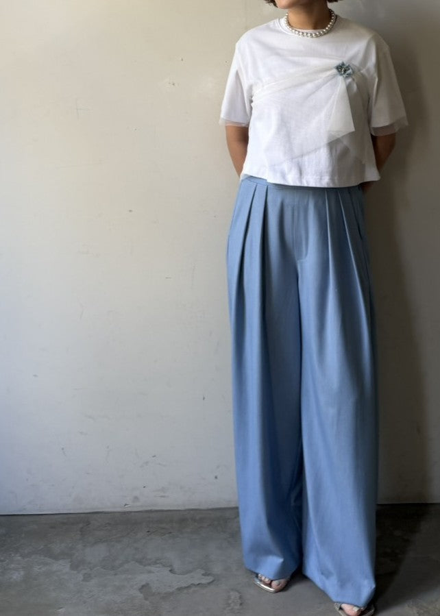 【再販】テンセルデニムタックワイドパンツ
