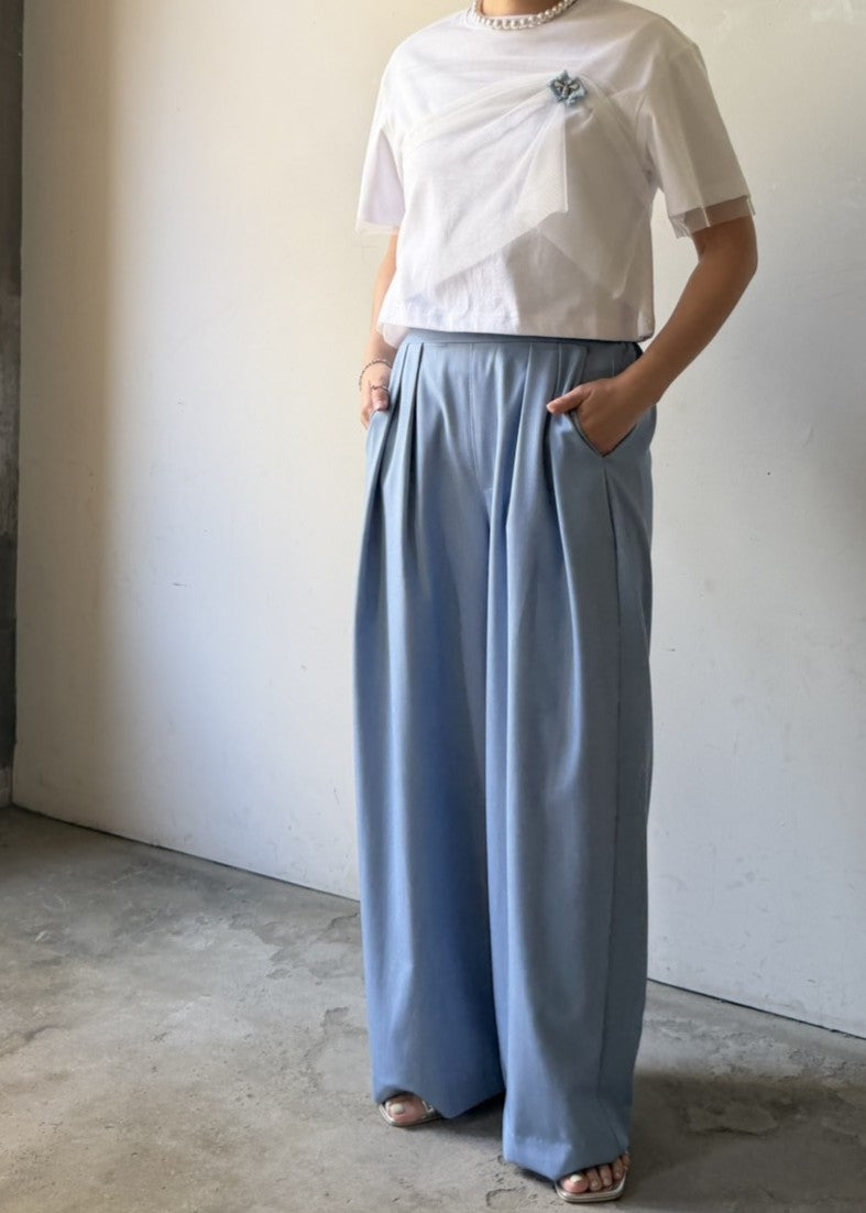 【再販】テンセルデニムタックワイドパンツ