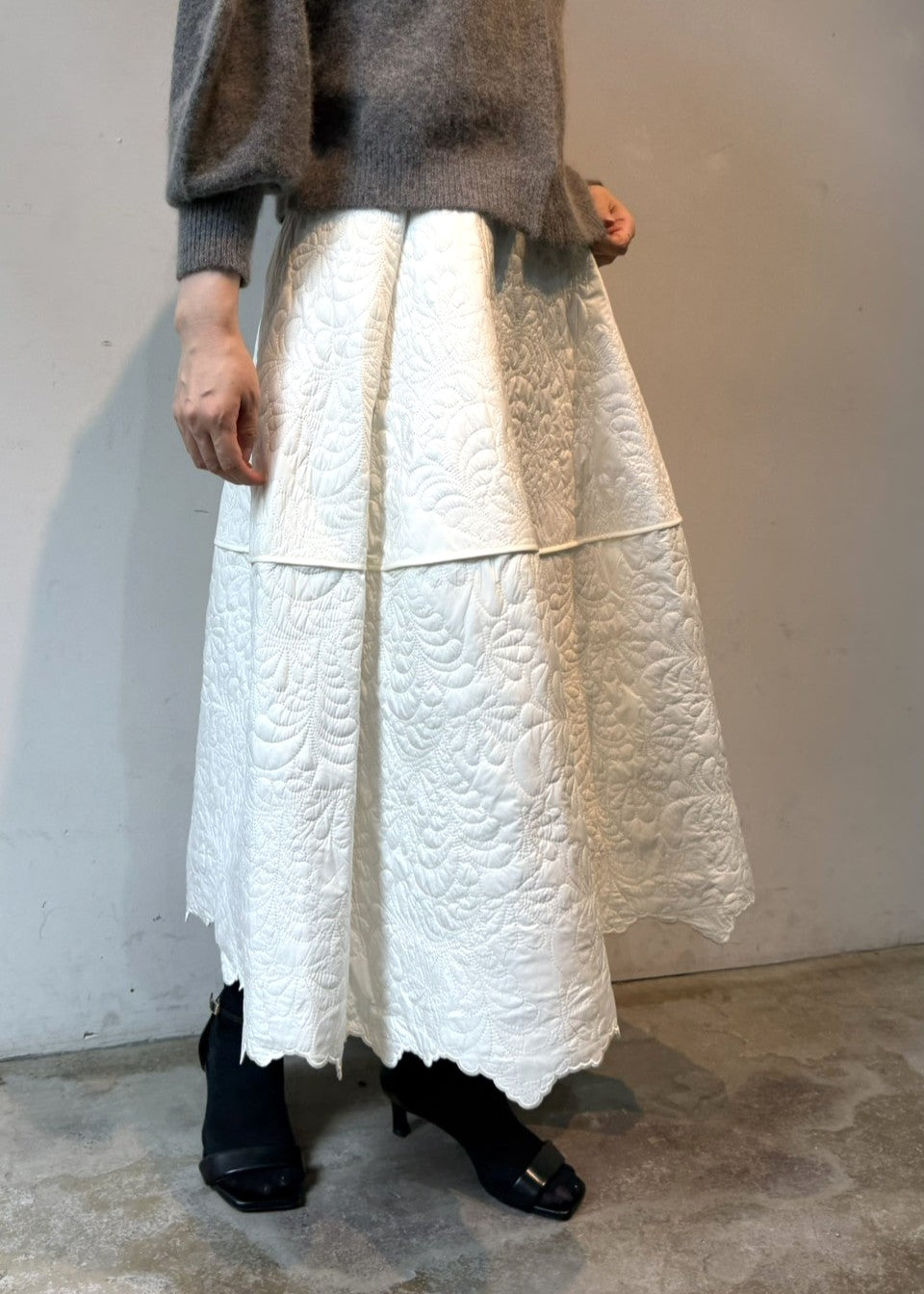 フラワーキルティングスカート