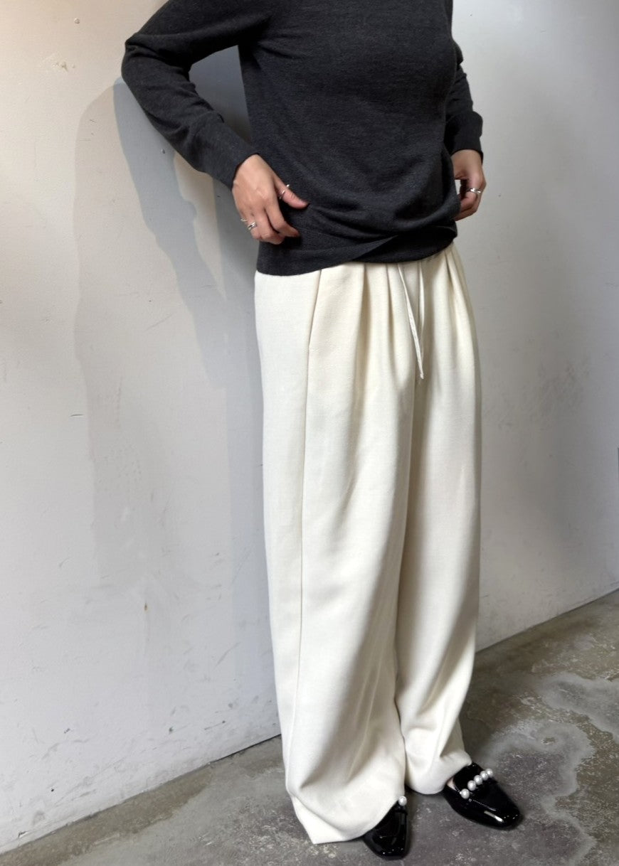 起毛ハイウエストドロストタックパンツ