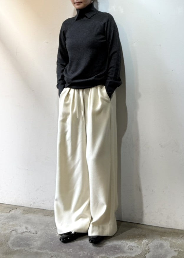 起毛ハイウエストドロストタックパンツ