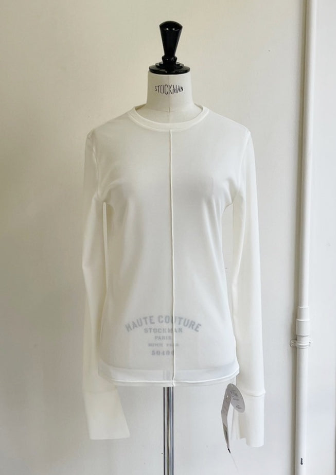 【再販・定番】メッシュニットクルーネックトップス