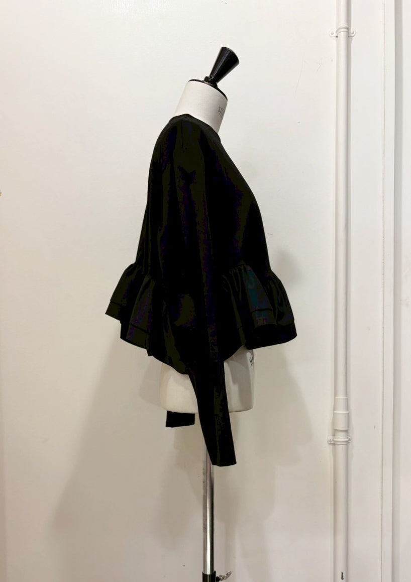 【再販】長袖カット×布帛ウェービーラッフルカットソー