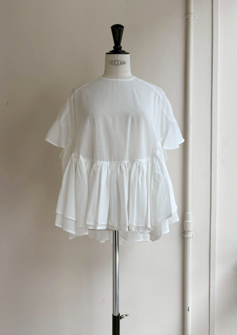 【再販・新色追加】綿ボイルティアードブラウス